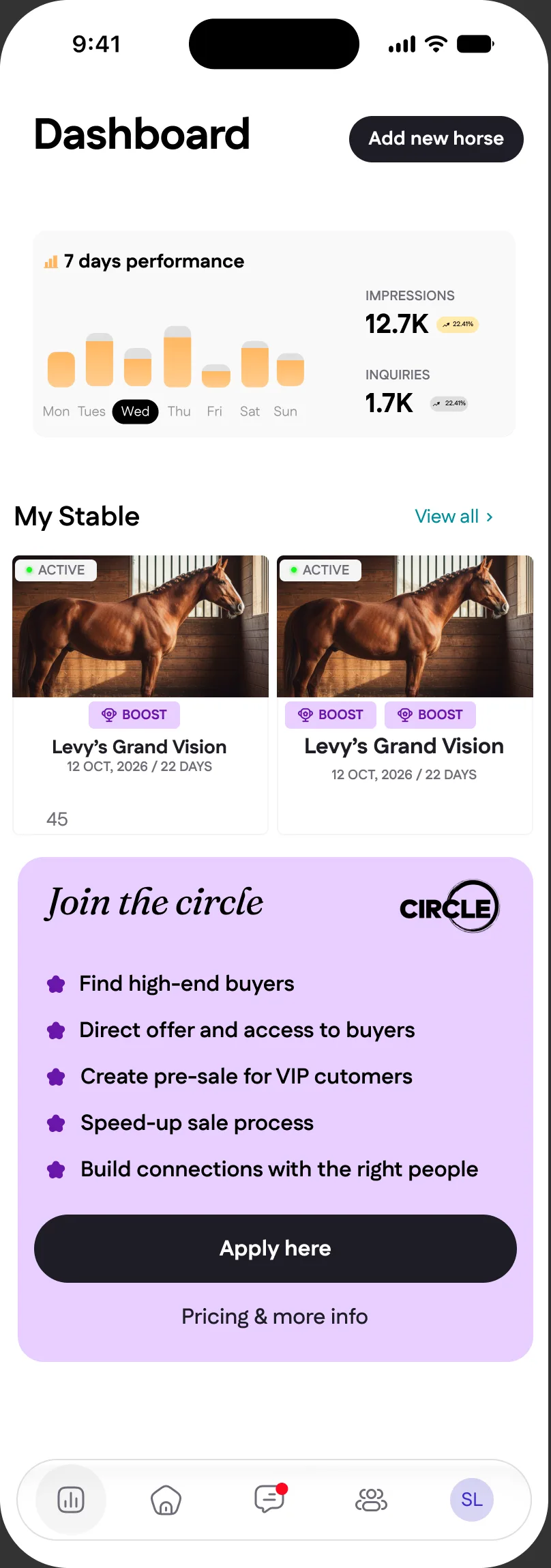 Astride app: Your horses